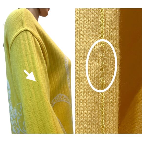 St John Yellow Knit Floral Dress NWT 2009 Resort Wool Rayon Sz 6 - Picture 12 of 13